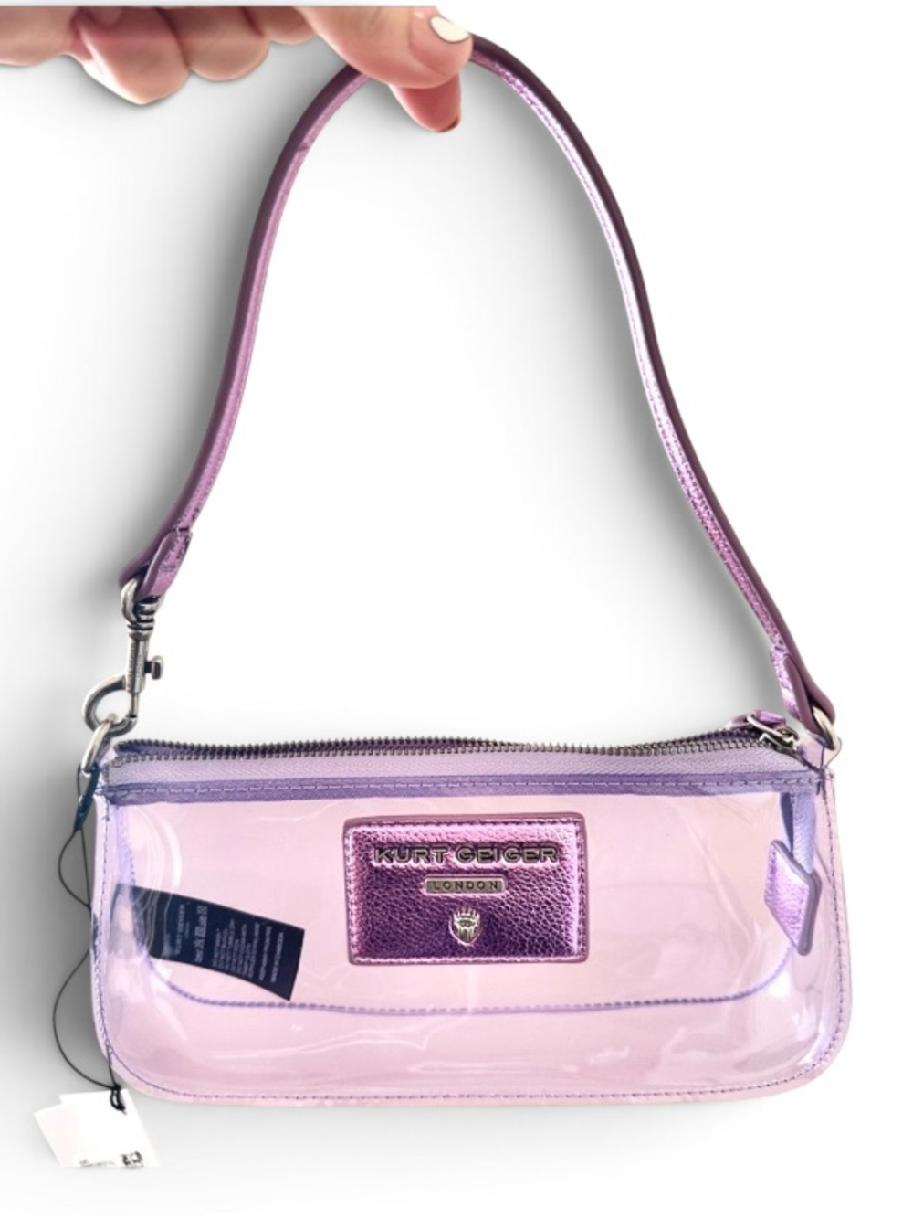Kurt Geiger Lilac Clear PVC Shoulder Bag with Gold Hardware NWT